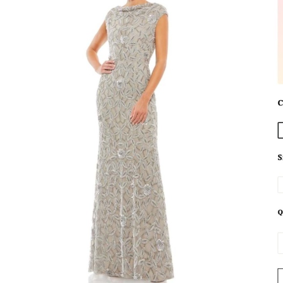 MAC DUGGAL Wedding Bridal Prom Formal Cocktail Long Floral Beaded Gown • size 4 - Picture 1 of 5